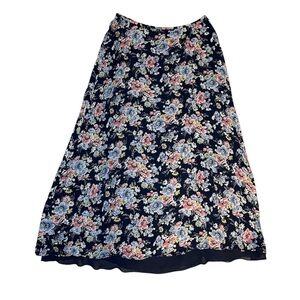 Lauren Ralph Lauren | Blue Maxi Boho Feminine Floral Y2K Silk Skirt Size 12